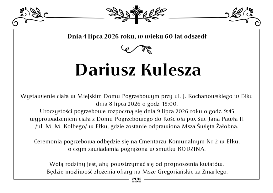 Dariusz Kulesza - nekrolog